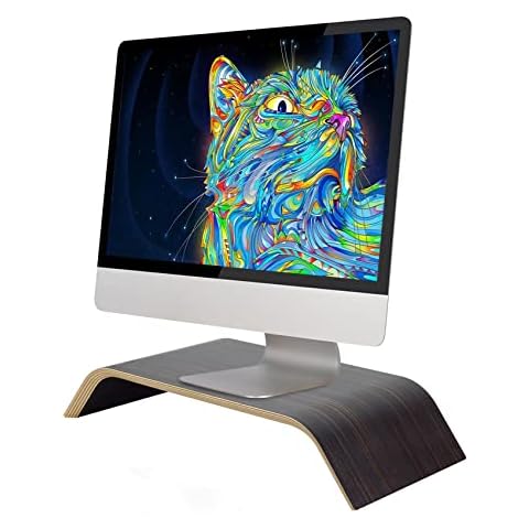 SAMDI Monitor Stand Riser Wood, Black Cover