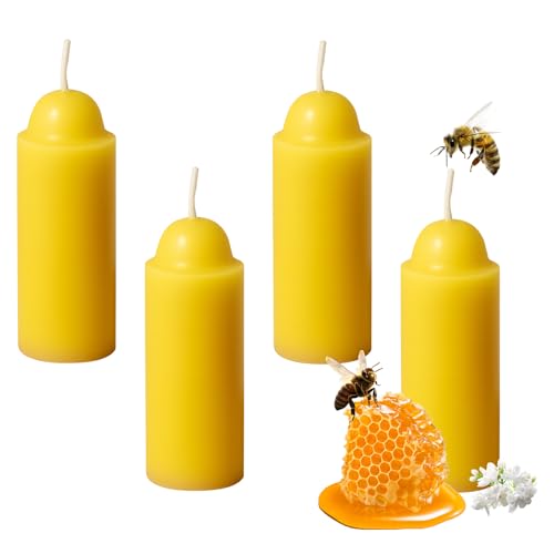 4 PCS Beeswax Candles, Pure Beeswax Candles UK, Small Dome Bees Wax Candle UK with Cotton Wick for Relaxation, Handmade, Non-Toxic, Eco-Friendly