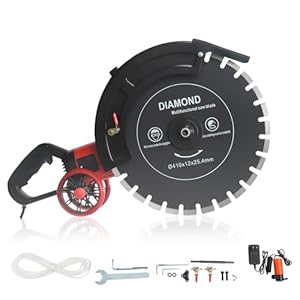 Begoniape Elektrische Betonsäge 410 mm, 4000W Rein-Kupfermotor 3000 U/min, 165 mm Schnitttiefe Nass-/Trocken-Säge mit Wasserpumpe, Diamantblatt für Beton Stein Ziegel