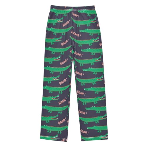 Crocodile Roar Boys Long Pants Soft Trousers Elastic Waist Kids Lounge Bottoms with Pockets S-XL