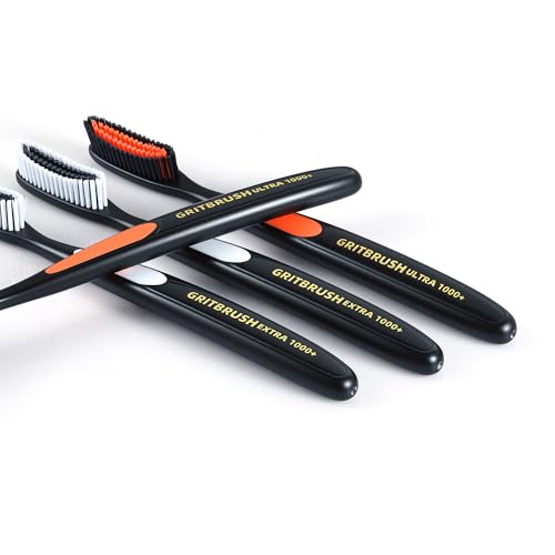 JoyMax Products GRITBRUSH Firm Toothbrushes for Adults Hard & Extra Hard Bristles, Dual Stiffness Manual Toothbrush Set, Deep Cleaning, 4 Pack - Thumbnail 4