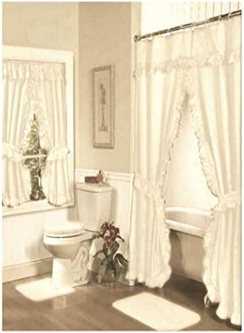 Home Fashions Ivory Double Swag Shower and Window Curtain Set with Liner