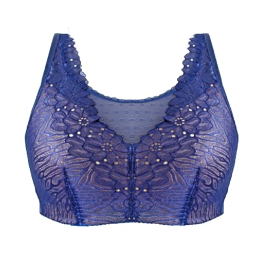 TOSOFT Women Post Operative Prosthetic Bras Full Cup Push Up Mastectomy Bralette for Breast Reconstruction Cancer Surgery (Color : Navy, Size : 95/42D)