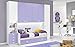 Dafne Italian Design Cameretta Completa a Ponte - Bianco, Malva (Doppio Letto Singolo e Armadio) (cm. 300 x 96 x 259h)