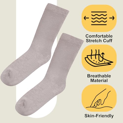 Twistover 6 Pairs Linen Socks Men Thin Breathable Linen Natural Moisture-wicking Crew Socks for Men Women(6-9 Size,Multicolor)