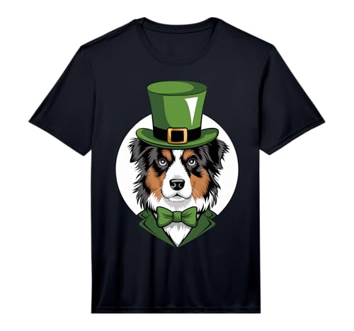 Green Aussie Shamrock on St Patricks Day Australian Shepherd Performance T-Shirt