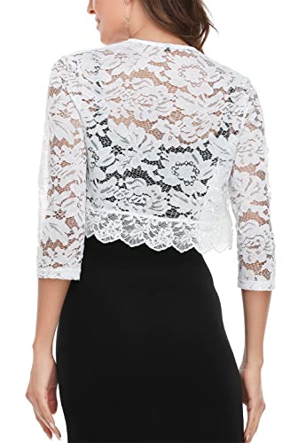 MISS MOLY Women's 3/4 Sleeve Sheer Floral Lace Bolero Shrug Top Cardigan3