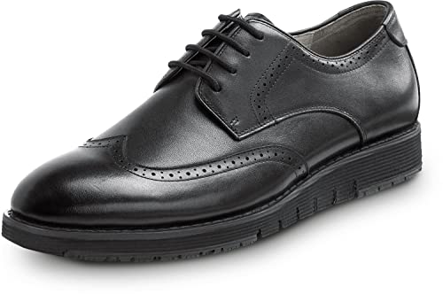 SR Max Durham, Men's, Black, Wingtip Dress Style Soft Toe Slip Resistant Work Shoe