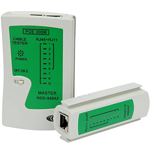 Image of Brileine RJ45 Network Cable Tester with Mini Wire Stripper, Ethernet Cable Tester Tool for RJ11 /RJ12 /RJ45, Cat5e /Cat6 /Cat7, POE Test, Continuity & Short Circuit Detector (Battery Not Included)