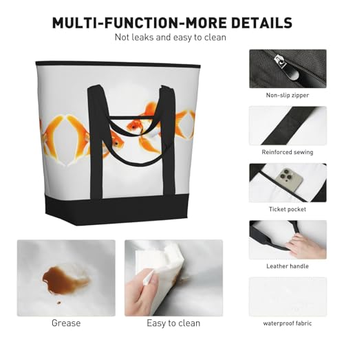 Sac isotherme de grande capacité avec imprimé poisson mignon noir