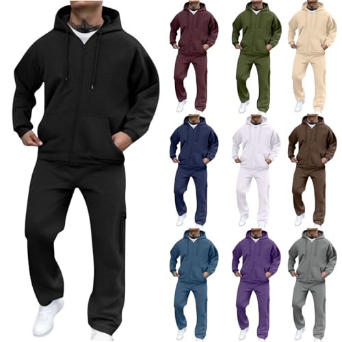 Men's Tracksuit 2 Piece Hoodie and Sweatpants Set Fleece Sweatsuits Casual Full Zip Athletic Track Suit Sets 2025