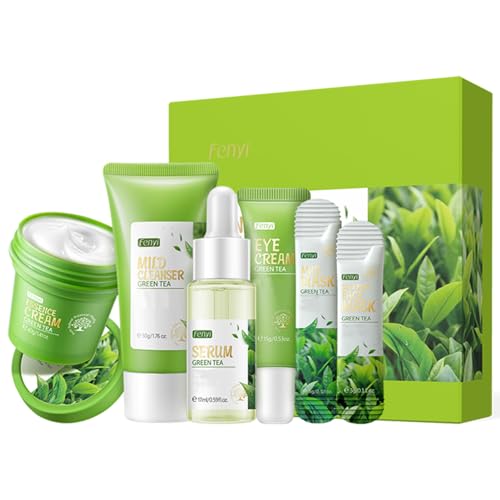 Green-Tea-Skincare-Set-19-In-1-Skincare-Gift-Set-with-Cleanser-Face-Serum-Face-Cream-Eye-Cream-Mask-And-Mud-Mask-Skincare-Kits-For-Teen-Girls-Hydrating-Facial-Kit-For-Women