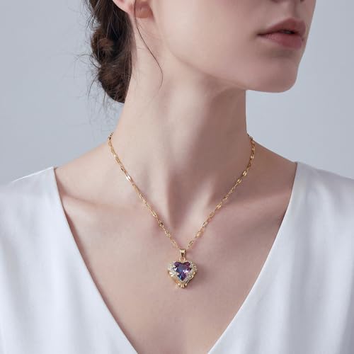 LisiZen 14K Gold Plated Heart Charm Necklace for Women, Cubic Zirconia Pendant Necklace, Elegant Gold Jewelry — view 4
