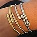 HUANIAN Stainless Steel Triple 3 Stackable Cable Wire Twisted Cuff Bangle Bracelet for Women, Gold/rose/silver