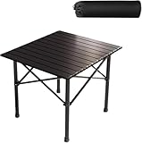 Wintline Lightweight Folding Camping Table, Portable Aluminum Outdoor Table with Carry Bag, Compact Collapsible Table for Picnic, Beach, BBQ & Camping – Black