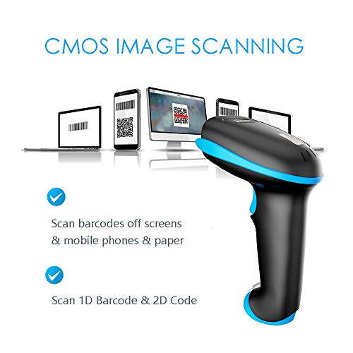 Nadamoo Qr Code Scanner Wireless 2D Barcode Scanner With Stand Supports Screen Scan Handheld Cmos Imager Long Range Portable Usb Bar Code Reader With Auto Sensing Read 1D 2D Qr Code Pdf417 Data Matrix #TOP4