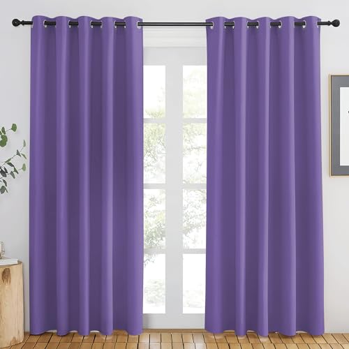 NICETOWN Lilac Purple Blackout Curtains 84 inch Length, Grommet Top Room Darkening Drapes for Bedroom Living Room, Light Blocking Window Covering for Privacy (W66 x L84 Inch, 1 Panel)