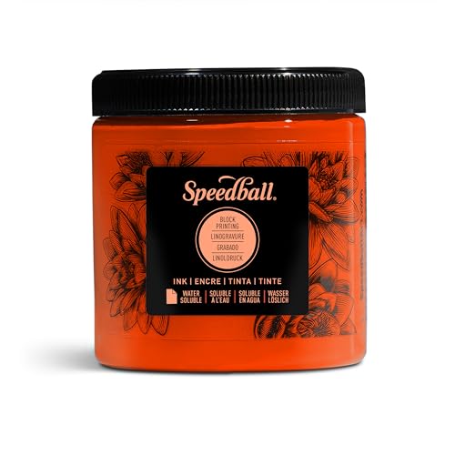 Speedball 3807 Water Soluble Block Printing Ink – Bold Color With Satin Finish AP Non-toxic 8 Fl. Oz., Orange