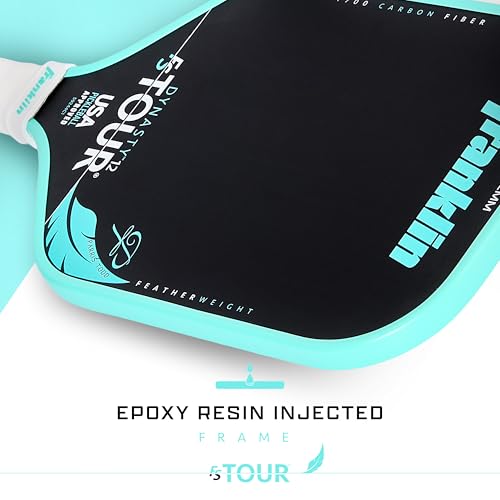 Franklin Sports Pro Pickleball Paddles - FS Tour Featherweight Series Lightweight Paddles - USA Pickleball Approved - Raw Carbon Fiber Surface - Dynasty - 12mm Polymer Core - Blue by Franklin Sports - Image 4