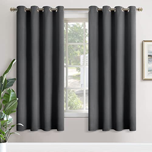 YoungsTex Blackout Curtains for Bedroom - Thermal Insulated with Grommet Top Room Darkening Noise Reducing Curtains for Living Room, 2 Panels, 52 x 72 Inch, Dark Grey