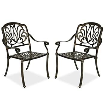 Alternative view of MEETWARM 2 Piece Patio Dining Chairs, Outdoor All-Weather Cast Aluminum Chairs, Patio Bistro Dining Chair Set of 2 for Garden Deck Backyard, Dark Bronze