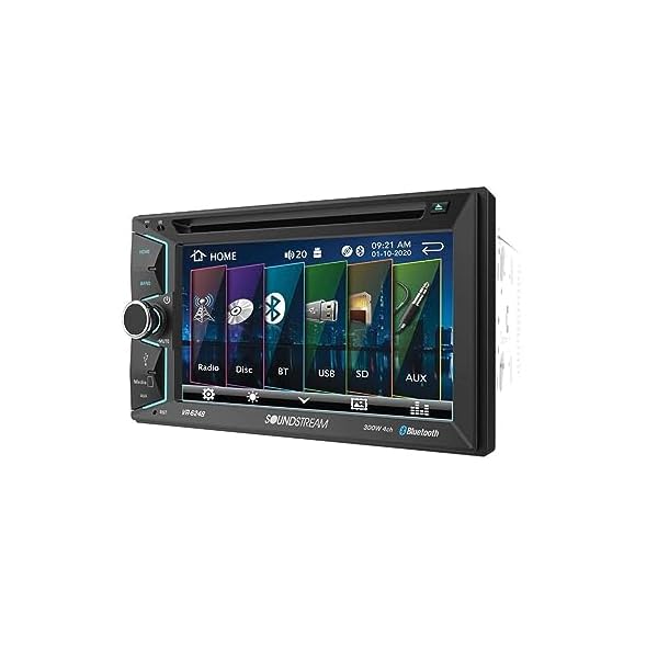 Soundstream VR-624B Double DIN Bluetooth in-Dash DVD/CD/AM/FM Car Stereo Receiver with 6″ Screen