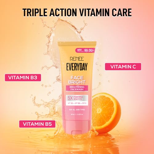 Image of RENEE Everyday Face Bright Gentle Face Wash For Fresh, Clean Skin | Hydrates, Brightens Skin, Reduces Oil | With Vitamin B3, B5, and C | Facewash for Women & Men of All Skin Types | 60 Ml
