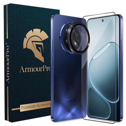 Image of ArmourPro Edge to Edge Tempered Glass for Oppo F31 Pro Plus with Black Camera Ring Guard, 9H Screen Protector, Anti-Scratch, Anti-Fingerprint, Bubble-Free Installation Kit