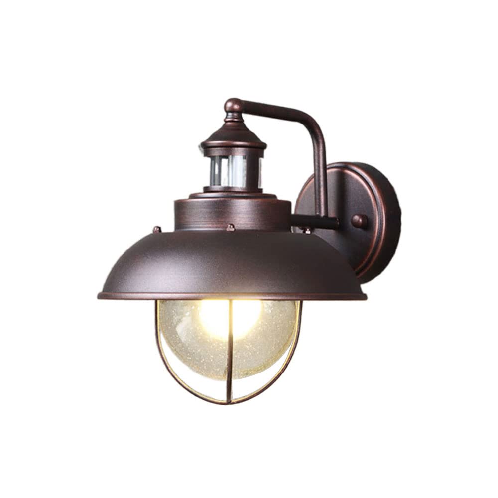NHPJFDC E27 Retro Industrial Style Waterproof Wall Lamp - Outdoor IP54 Sconce for Gardens, Patios, and Balconies(Rust Color)