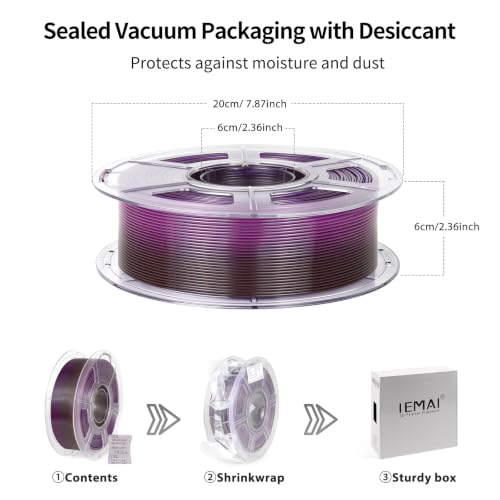 Image of IEMAI Translucent PETG Filament 1.75mm 1kg, Dual Color Gradient Purple to Black 3D Printer Filament Up to 600mm /s Rapid Printing for Lampshades Artwork & Home Decor