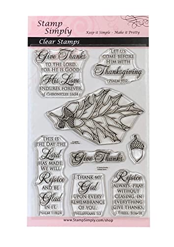 Stamp Simply Clear Stamps Thanksgiving Give Thanks Christian Religious 4X6 Inch Sheet - 8 Pieces #TOP1