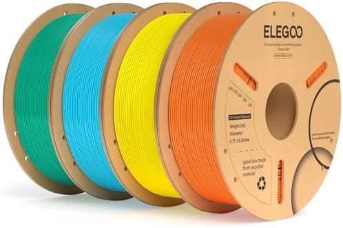 ELEGOO PLA+ Filament 1.75mm 4KG Orange/Gelb/Himmelblau/Meeresgrün | PLA Plus, Härter und Stärker 3D Drucker Filament, Maßgenauigkeit +/-0,02mm, 1kg Spule Kompatibel mit den Meisten