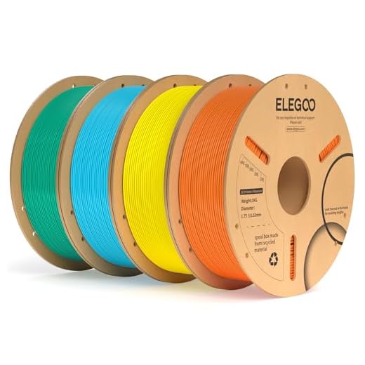 ELEGOO PLA Plus Filament 1.75mm Bundle 4KG, PLA+ Tough 3D Printer Filament Dimensional Accuracy +/- 0.02mm, 4 Pack 1kg Spool(Orange, Yellow, Sea Green, Sky Blue)