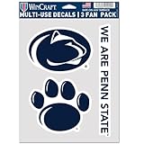 Wincraft NCAA Penn State Nittany Lions Decal Multi Use Fan 3 Pack, Team Colors, One Size