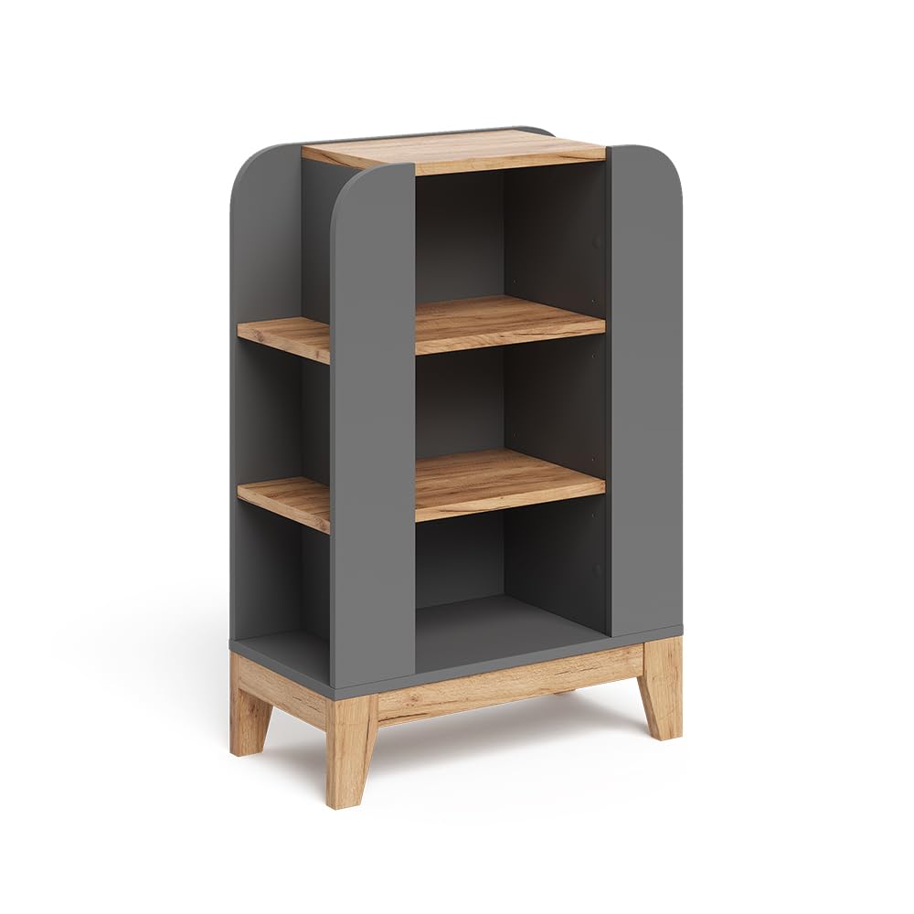 VitaliSpa Libreria bambini Malia, Artigiano/grigio, 60 x 88 cm con 9 scomparti, con ripiani regolabili in altezza e spazio aperto per riporre gli oggetti