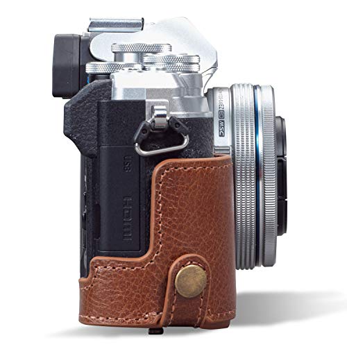 Demi-étui Olympus OM-D E-M10 Mark IV MegaGear housse cuir véritable