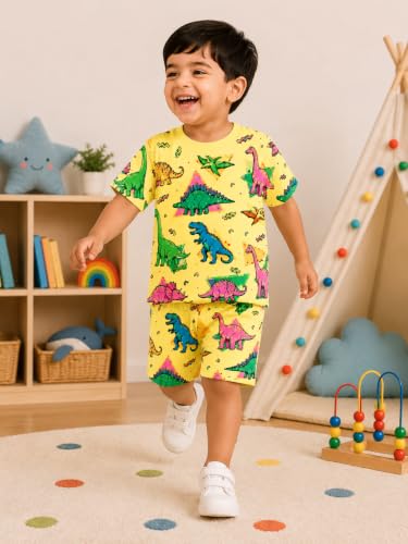 Image of THIIYA KIDS Boys Cotton Co-Ord Set | Printed T-Shirt & Shorts | Soft Comfortable Summer Wear for Kids