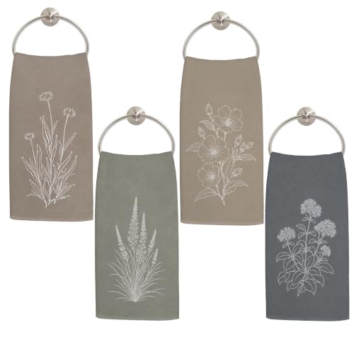 LADOCK Rustic Minimalist Botanical Kitchen Towels 16x24 Inch Set of