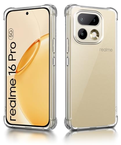 Image of WOW IMAGINE Clear Back Cover Case for Realme 16 Pro 5G Shockproof Soft TPU Case | Cushioned Edges for Ultimate Protection Back Cover Case - Transparent