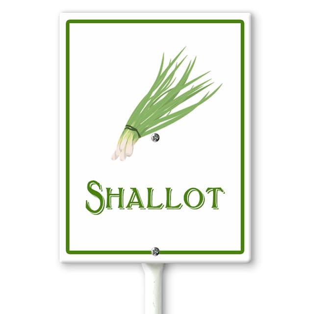Horienteeon Shallot Marker Yard Sign with Stakes 17.5×22cm, Aluminum Garden Signs, Garden Plant Markers Garden Potted Plants Labels for Vegetable Flowers Funny Garden Stakes Decorations