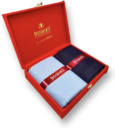 Image of JHABAK'S Unstitched Cotton Blend Solid Shirt & Trouser Fabric - 2.25 m Shirt Cloth - 1.20 m Pant Piece