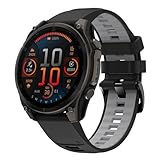 Koelaa 22mm QuickFit Cinturino per Garmin Fenix 7/6/6 Pro/5/8 47mm, Cinturino in Silicone Bicolore Traspirante - Ricambio per Fenix 7 Pro/Forerunner 965/955/945/935/Epix 2/Pro 47mm - Nero + Grigio