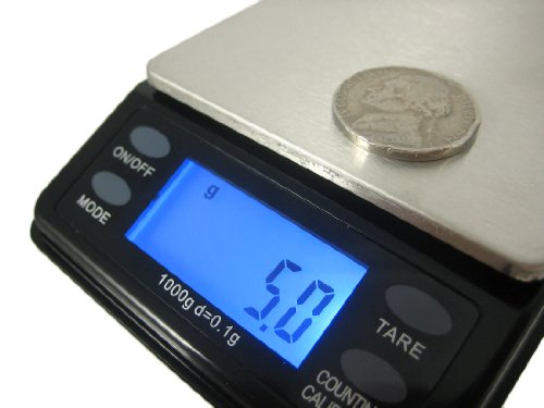 Us Balance Mini Bench Digital Pocket Scale, 1000 X 0.1Gm, Black/Silver #TOP3