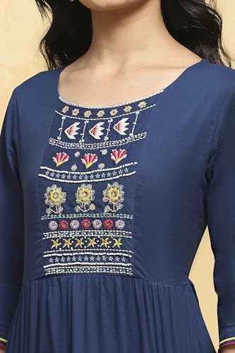 Image of Biba Girls 3 /4 Sleeve 100% Cotton Round Neck Kurta Set