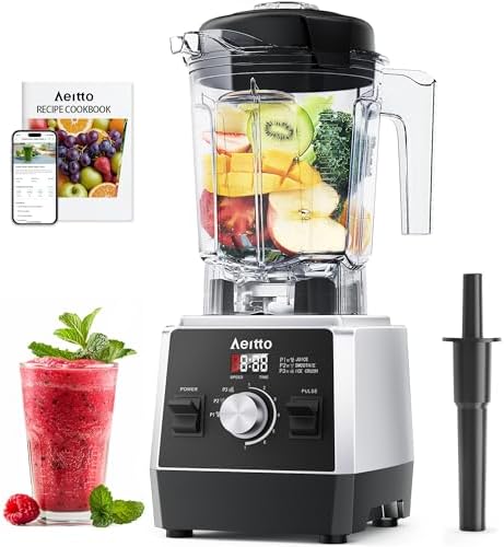 Aeitto Blenders for Kitchen 1800W Professional Countertop Blender, 68Oz Large Capacity Smoothie Blender with 3 Programs & 7 Speeds for Smoothies, Ice Crush, Frozen Drinks, Generation2 Black