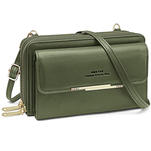 Borsa per Telefono Cellulare RFID Blocco Portafoglio da Donna - Piccola a Tracolla Grande Capacità Portamonete pelle - Pochette per Portatile Con Porta Carte e