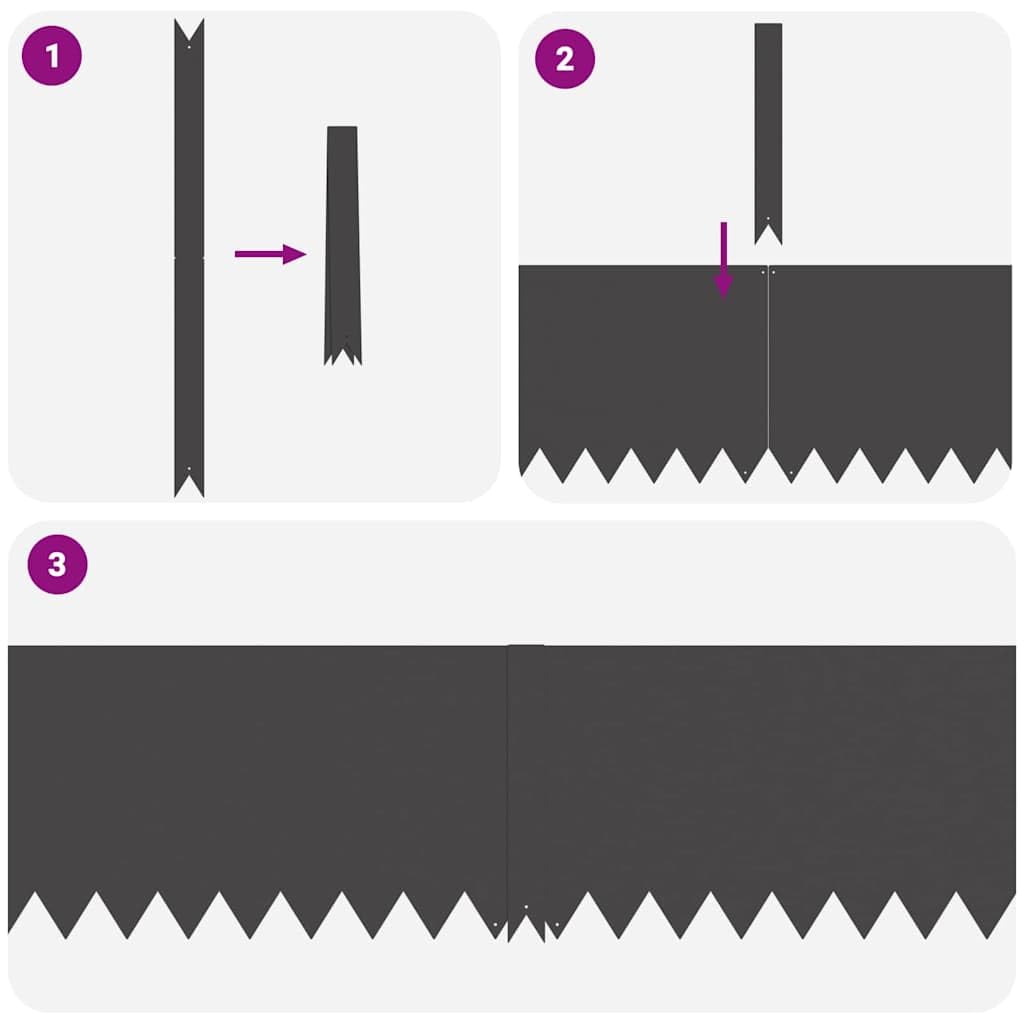 Raseneinfassung aus Kalt Gewalztem Stahl, Schwarz, 100 x 30 cm, 20er Set