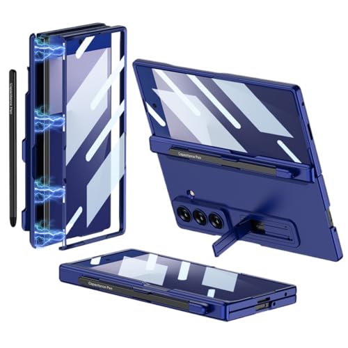 Coque Samsung Z Fold7 antichoc avec protège-écran et porte-stylet bleu