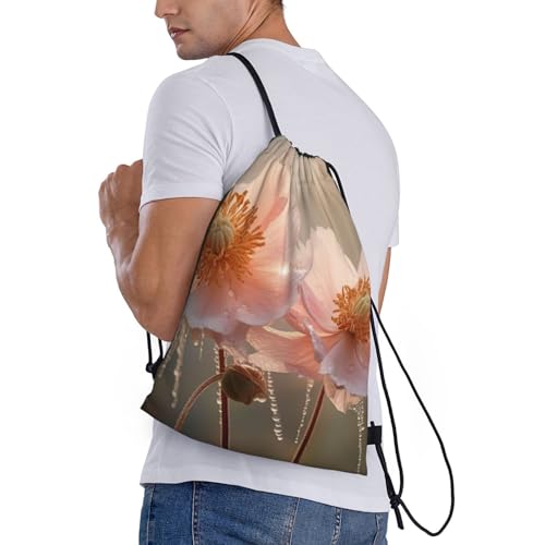 3 Colorful Flowers print Drawstring Bag Sack Gym Bag Ditty Bag for Gym Traveling, Hiking, Yoga, Shopping for Adult3