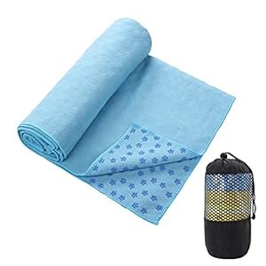 MEIRIYFA Yoga Mat Towel,Microfiber Non Slip Yoga Mat Towel,Skidless Grip Rubber Bottom Ultra Soft and Sweat Absorbent…